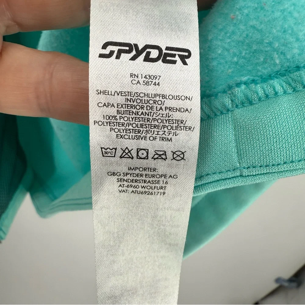 Spyder Fleece lined off center zipper aqua blue Ski Jacket Lightweight XL